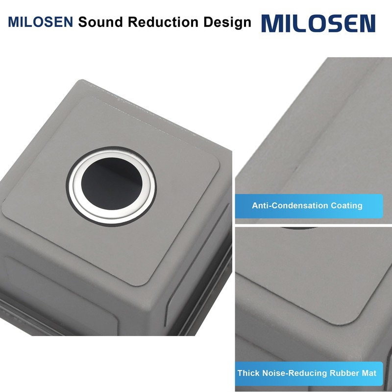 MILOSEN Bar Sink 15''×17'', Drop in T304 Stainless Steel Sink,