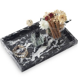 Marble Bathroom Tray,Pure Natural Vanity Tray,Marble Tray for Kitchen Counter Non-Ceramic/Non-Resin,Stone Trays 12 x 8 inch