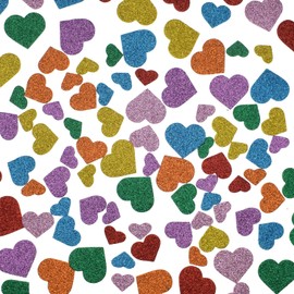 200-Piece Sparkling Heart Embellishment Foam Stickers - 5 Color Variations & 3 Dimensional Glitter Foam Stickers for Valentine's/Mother's Day Card Design and DIY Craft Projects