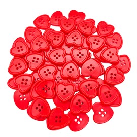 CANDEOLA 40-Pcs 7/8" Heart Resin Buttons | Bulk Assorted Colorful Buttons for Sewing Clothing Knitting Crafts Decoration (23mm, Red)