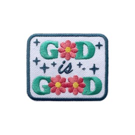 AKIKOPATCH God is Good Patches, Size 3" Jesus Sew Patches for Clothes Backpacks Hats Jeans Bags, God Faithful Embroidered Patches Iron On Pink Fabric Patches DIY Jesus Gift for Christians God Lovers