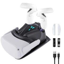 Unbranded VR Charging Station for Oculus Quest 2 Charger Dock Stand Rechargeable Batteries - Black