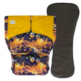 Adult's Cloth Diaper Cover 2.0 - Reusable Incontinence Protective Briefs with Insert for Special Needs Teens, Men and Women (Small, Cosmic Realm)