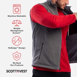 SCOTTeVEST Fireside Fleece Vest for Men - 15 Hidden Pockets - Warm Wrinkle Resistant for Travel & More (Navy, Large)