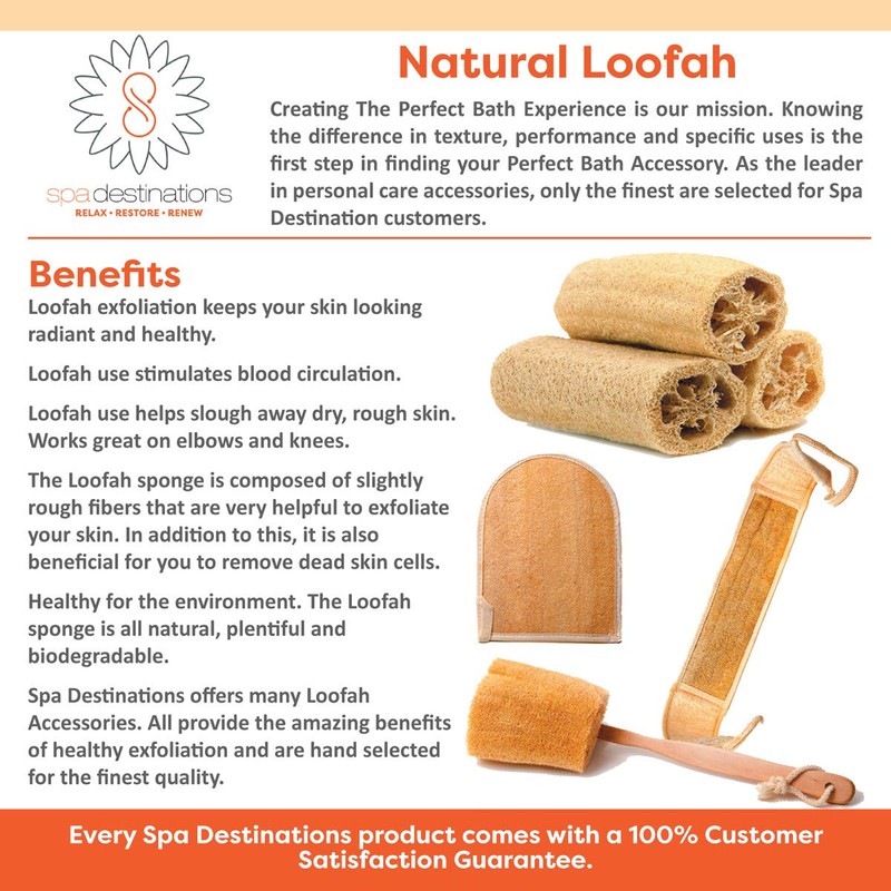 Natural Loofah (loofa, lufa) Back Strap Terry Cloth Back Spa