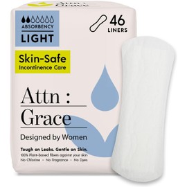 Attn: Grace Panty Liners for Women - 46 Liners – for Light Urinary Incontinence, Bladder Leakage or Postpartum - 100% Breathable & Plant-Based Materials Active Odor Control - Free from Harsh Chemicals
