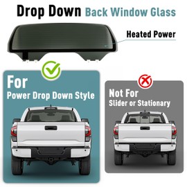 JMTAAT Rear Heated Window Glass Compatible with 2007-2021 Toyota Tundra 4 Door Crew Cab Only Exclude Slider or Stationary Power Drop Down Tempered Glass Dark Back Window
