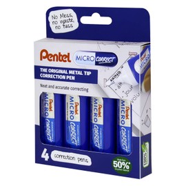 Pentel Micro Correct 12 ml Correction Pen - Wallet of 4