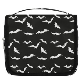 YoYoYuchong Travel Toiletry Bag for Women & Men Black Bat Modern Hanging Cosmetic Organizer Portable Waterproof Makeup Case Make Up Bag with Compartments Travel Essentials for Bathroom Shower