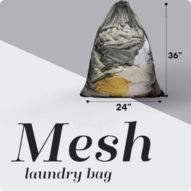 Large Laundry Bag Net Washing Bag 23x35 inch Durable Mesh Laundry Bags with Lockable Drawstring for Huge Clothes Delicates (2Pack Black)