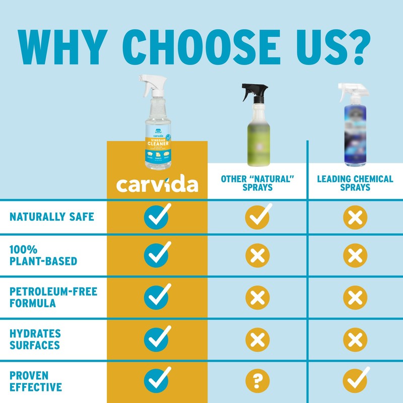 Carvida Vinegar Cleaner, Plant-Based, Multi-purpose Automotive Cleaning Spray, Natural Mint