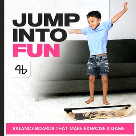 4Balancing Balance Board for Kids - Slackline Wooden Wobble Board - Slackboard Balance Trainer for Coordination - Training for Skateboard, Football, Soccer, Baseball, Basketball - Snowboarding Panda