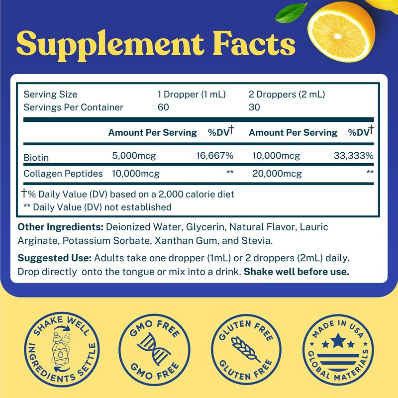 Concentrated Liquid Collagen Peptides Supplement - 30,000mcg Hydrolyzed Liquid Collagen