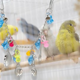 Mandarin Bird Toys by M&M 1094 Super Dolphin Paci Spooner - Individually Hand-Crafted, Shiny, Acrylic, Versatile, Bird Cage Toy for Small Size Pets, (2) Hanging Links, Stainless Steel, Bells