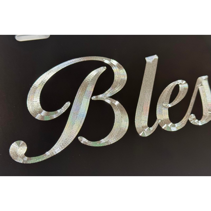 Blessed Logo Car Tag Diamond Etched on Black Aluminum License