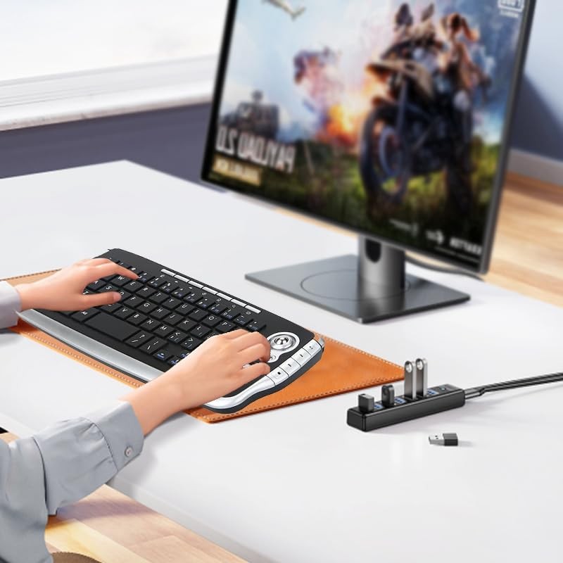 Mini Ergonomic Keyboard Trackball Air Mouse 1200dpi Function TV 2.4G