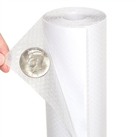 Hersvin Shelf Liners 14 in x 20 ft Self-Adhesive EVA Drawer Mats, Cupboard Protector, Kitchen Cabinet Lining Fridge Liner (Clear Flat Dot, 35.6x610cm)