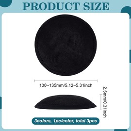 FINGERINSPIRE Pack of 3 Round Fascinator Hat Base 13 cm Yellow/Black/White Mesh Millinery Base Women's Cocktail Hats Hat Making Craft Material for DIY Parties Weddings Church Hats, multicoloured