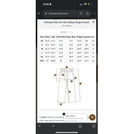 Non Stock Bronson Vietnam War OG-107 Utility Fatigue Pants Waist XL Non Stock Mfg.
