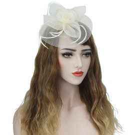 Acecharming Fascinators Hat Flower Sinamay Feather Headband Cocktail Tea Party Headwear Hat Girls and Women