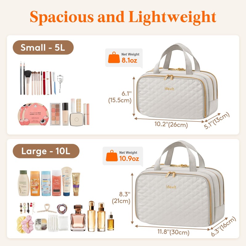 Lifewit Travel Toiletry Bag with Handle, Large Wide-Open Makeup Cosmetic