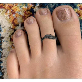 TOBENY 12PCS Adjustable Toe Rings for Women Flower Arrow Band Open Tail Ring Women Beach Foot Jewelry Set (Black Color)