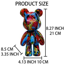 Coniuty Resin Bear Statue Decor for Home, Animal Sculpture Ornament for Indoor Room (Type D)