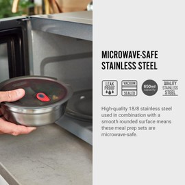 BLACK + BLUM - Lunch Bowl - Microwavable Stainless Steel, Plastic-Free Lunch Container with Leak Proof, Airtight, Lockable Lid - Microwave, Dishwasher and Oven Safe - Small, 650ml