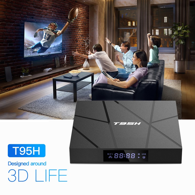 T95H Android 10.0 Smart TV Box Allwinner H616 Quad-core 64 Bit 4+32GB 6K Media Player LCD Display