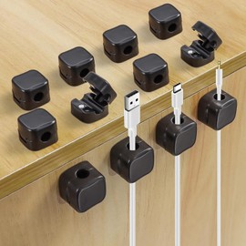 Paquete de 12 organizadores de cables, clips magnéticos para gestión de cables para computadora, cargador de alambre autoadhesivo para teléfono, electrodomésticos de cocina, clip organizador de