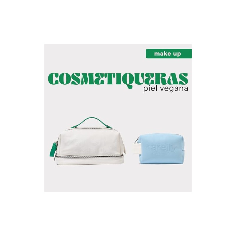 SARELLY, Mini Cosmetiquera para Maquillaje, Divisiones Interiores, Piel Vegana, Color