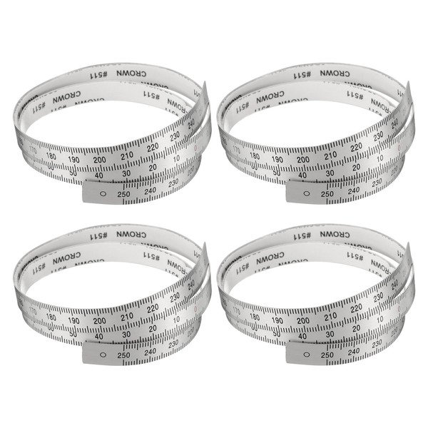 uxcell 4pcs Self Adhesive Measuring Tape 250mm-0-250mm Table Sticky Center
