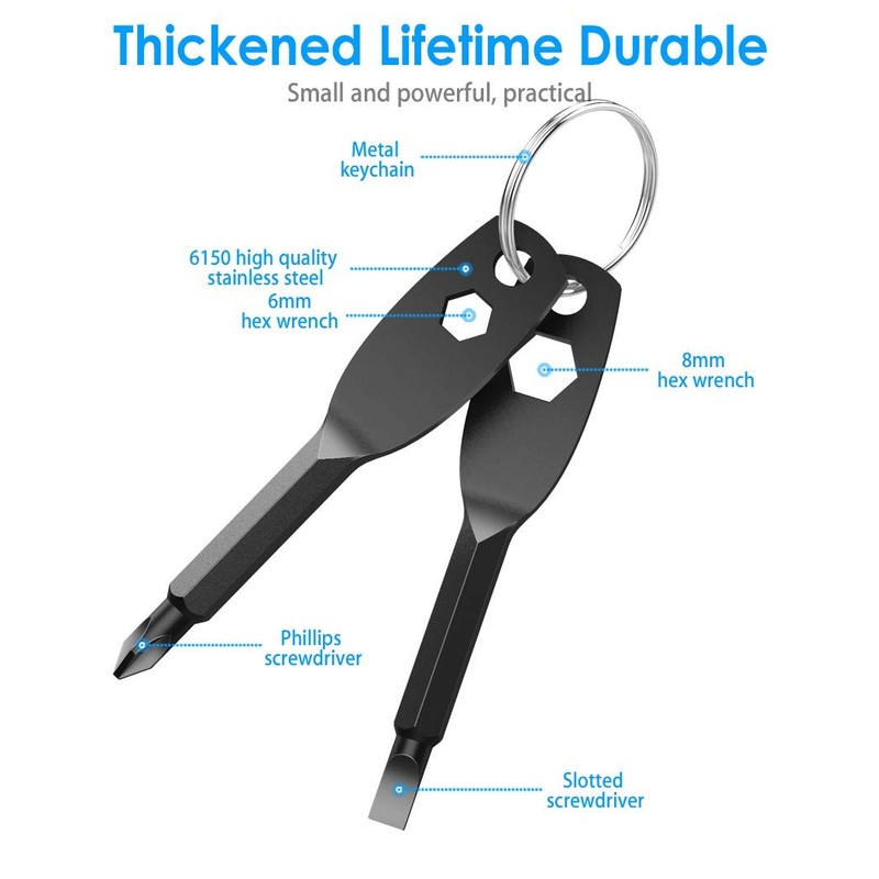 Screwdriver Keyring Set Comprise Flathead Screwdriver and Phillips Screwdriver&Wrench Tool,Portable