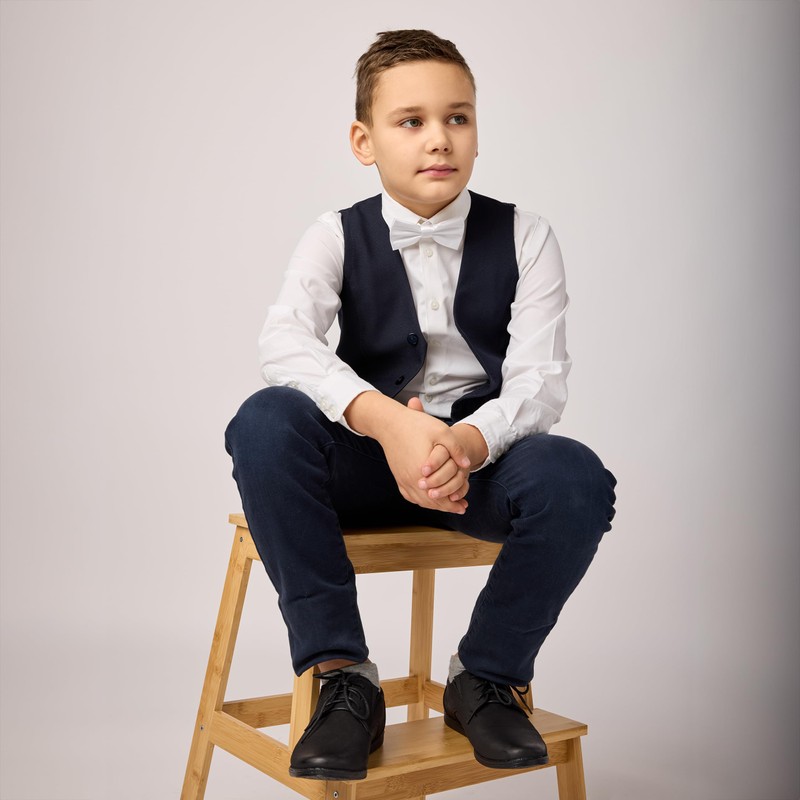 Ladeheid Children's Boys Bow Tie - Pre-Tied Adjustable Band, Shiny