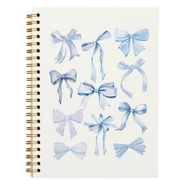 PLKMN Coquette Pink Bow Notebook Journal, Preppy Notebook, Pink Aesthetic Notebook, Girly Notebook, Cute Pink Notebook, Pink Office Supplies, Spiral Notebook 5.5x8.3 (Blue)