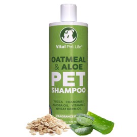 Dog Shampoo with Oatmeal, Aloe Vera, Chamomile, Jojoba Oil, Vitamin E - Natural Ingredients, Helps Allergies Dry Coats & Itchy Sensitive Skin, No Parabens or Artificial Dyes, 16 oz