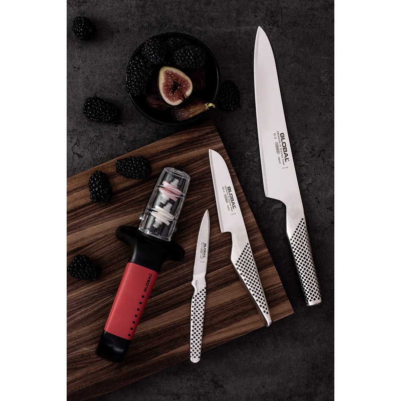 Global 2-Stage Handheld Knife Sharpener G-91/RB, Stainless Steel