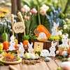 Wlicon 16 PCS Mini Easter Bunny Figurines Mini Resin Rabbits