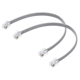 MECCANIXITY 2 Pack Telephone Cord, 0.7ft Phone Cable RJ12 6P6C Male to Male Straight Wired Handset Cord for Home, Office, Grey