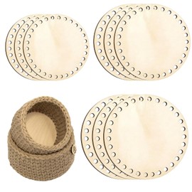 UxuoQxa Pavimento in legno per cestino all'uncinetto, set da 9 pezzi per lavori creativi, tavola rotonda in legno in tre misure 10 cm 15 cm 17,5 cm, ideale per cesti intrecciati progetti e decorazioni