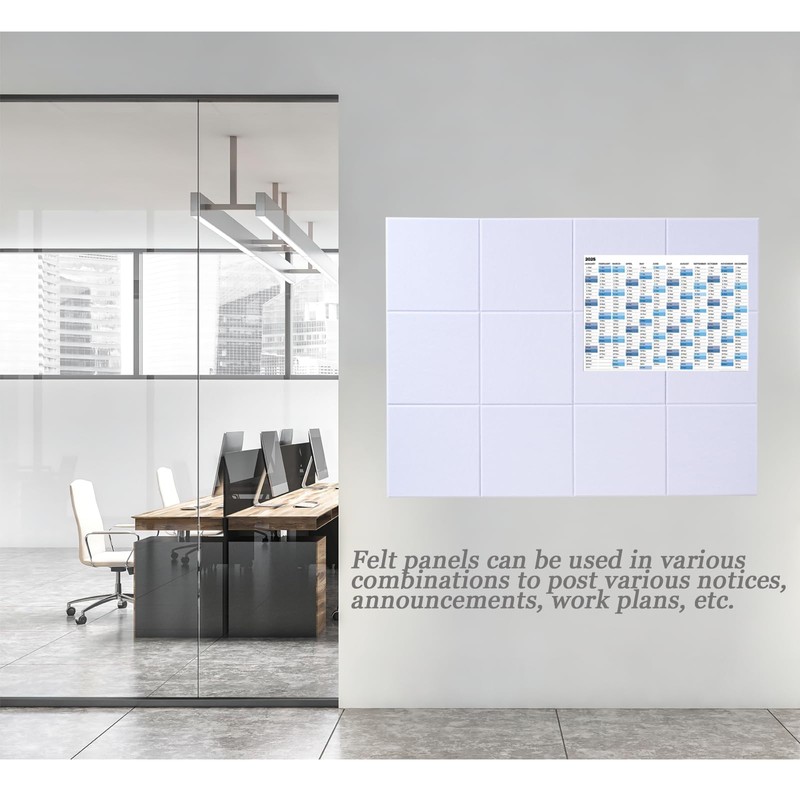 LAJAR Large Felt Wall Tiles, 12 Pack Cork Board Alternative