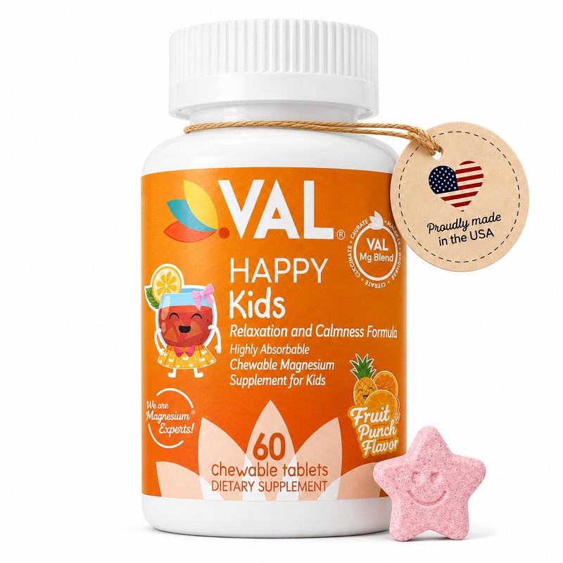 Val Magnesio para Ni?os, Magnesio de Alta Absorci?n para Calma
