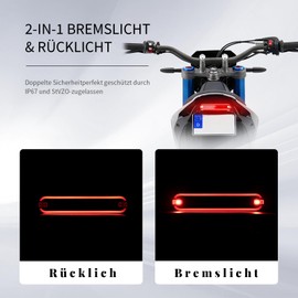 evermotor Brake Light with Motorcycle LED Rear Light, 6-12 V, IP67 Waterproof, 900 mm Cable, M18 CE Certified and StVZO Approved, Easy Installation for Motorcycles, Bicycles and E-Bikes