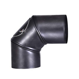 FIREFIX O120/BU Blue-Gloss Sheet Metal Bend 90° Adjustable up to 90° with Cleaning Door Diameter 120 mm - Stove Pipes Made of Sheet Steel 0.6 mm Thick, Blued, Inside Muzzled, Laser-Welded Lengths