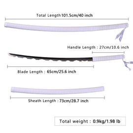 Inosuke Sword Real Steel Metal Samurai Sword Set 40 Inches,Nichirin Katana
