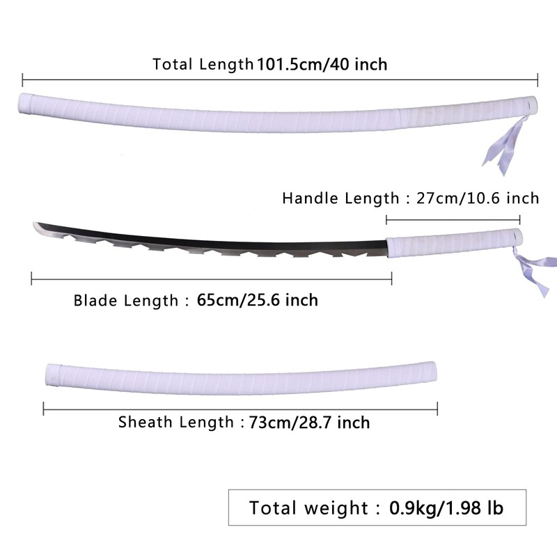 Inosuke Sword Real Steel Metal Samurai Sword Set 40 Inches,Nichirin