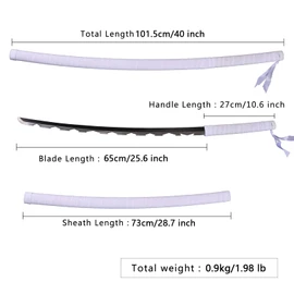 Inosuke Sword Real Steel Metal Samurai Sword Set 40 Inches,Nichirin Katana
