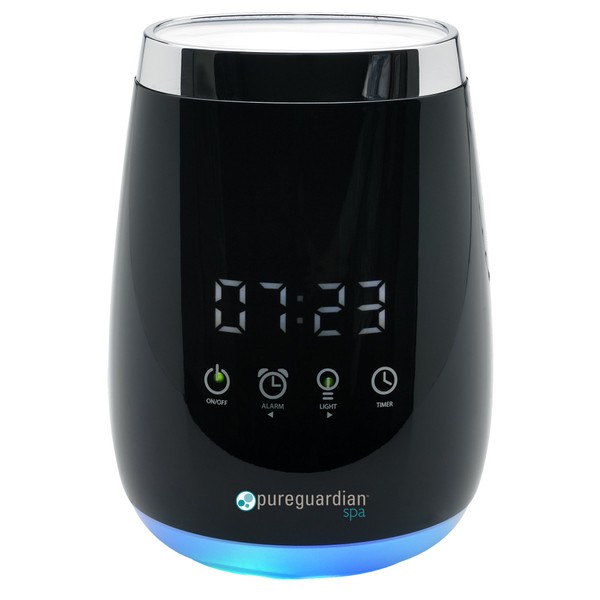 Guardian Technologies Diffuser for Essential Oils, Ultrasonic, Cool Mist, Aromatherapy Creates Relaxing Environment, Optional Night light, Alarm Clock, Timer, Up to 5-8 hours, Pure Guardian SPA260