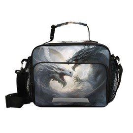 ZOEO Two Dragons Kids Lunch Boxes Insulated Cooler Bag Boys Girls Tote Large Lunchbox Adjustable Strap for Women Men Picnic School Office