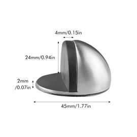 4pcs Floor Door Stop Door Stopper SelfAdhesive Door Stop Stainless Steel Door Stop Oval Mounted Door Stop Half Moon Door Stoppers with Glues Polished Doorstop for Floor Glass Door(Silver)